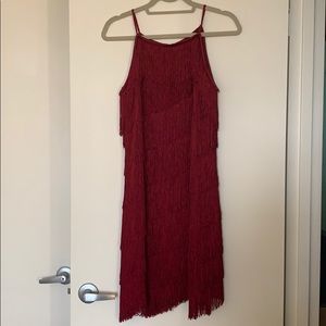 NWT White House Black Market red fringe dress